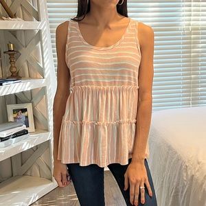 Pink Lily Stripe Tiered Tank - Size S